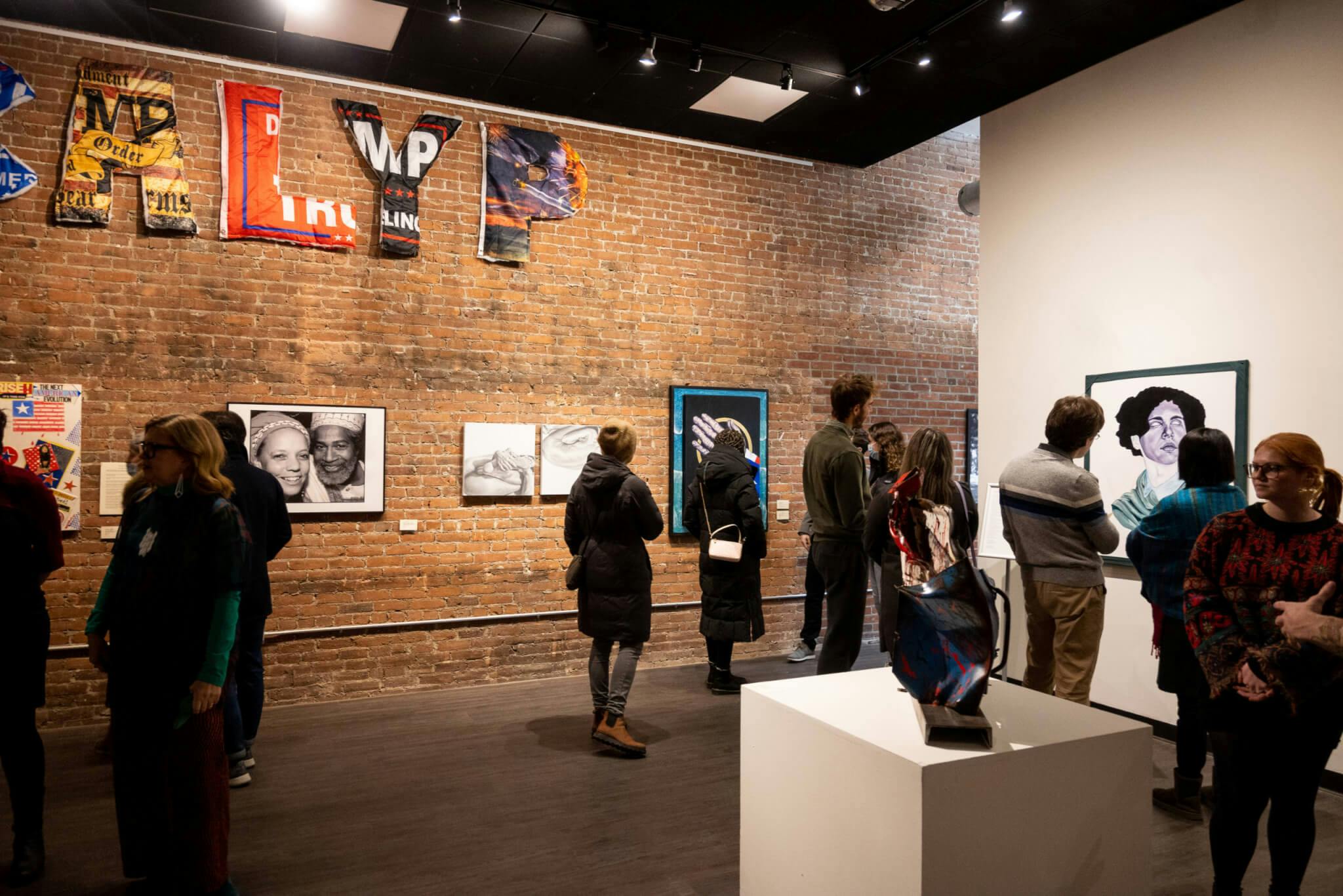 Installation view of “This Is America” on view at the Nearby Gallery