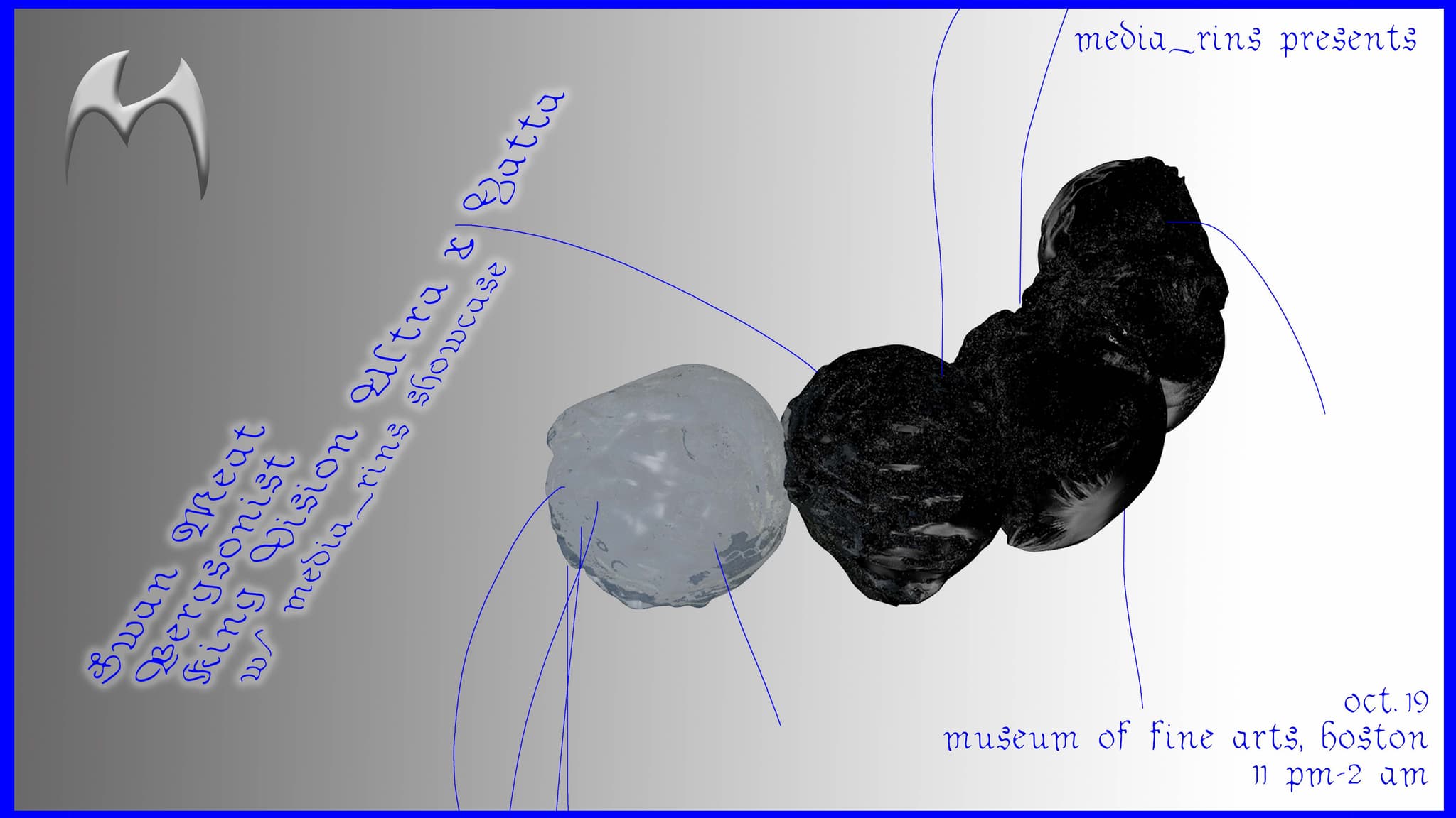 A poster for the Media_Rins event at the Museum of Fine Arts.