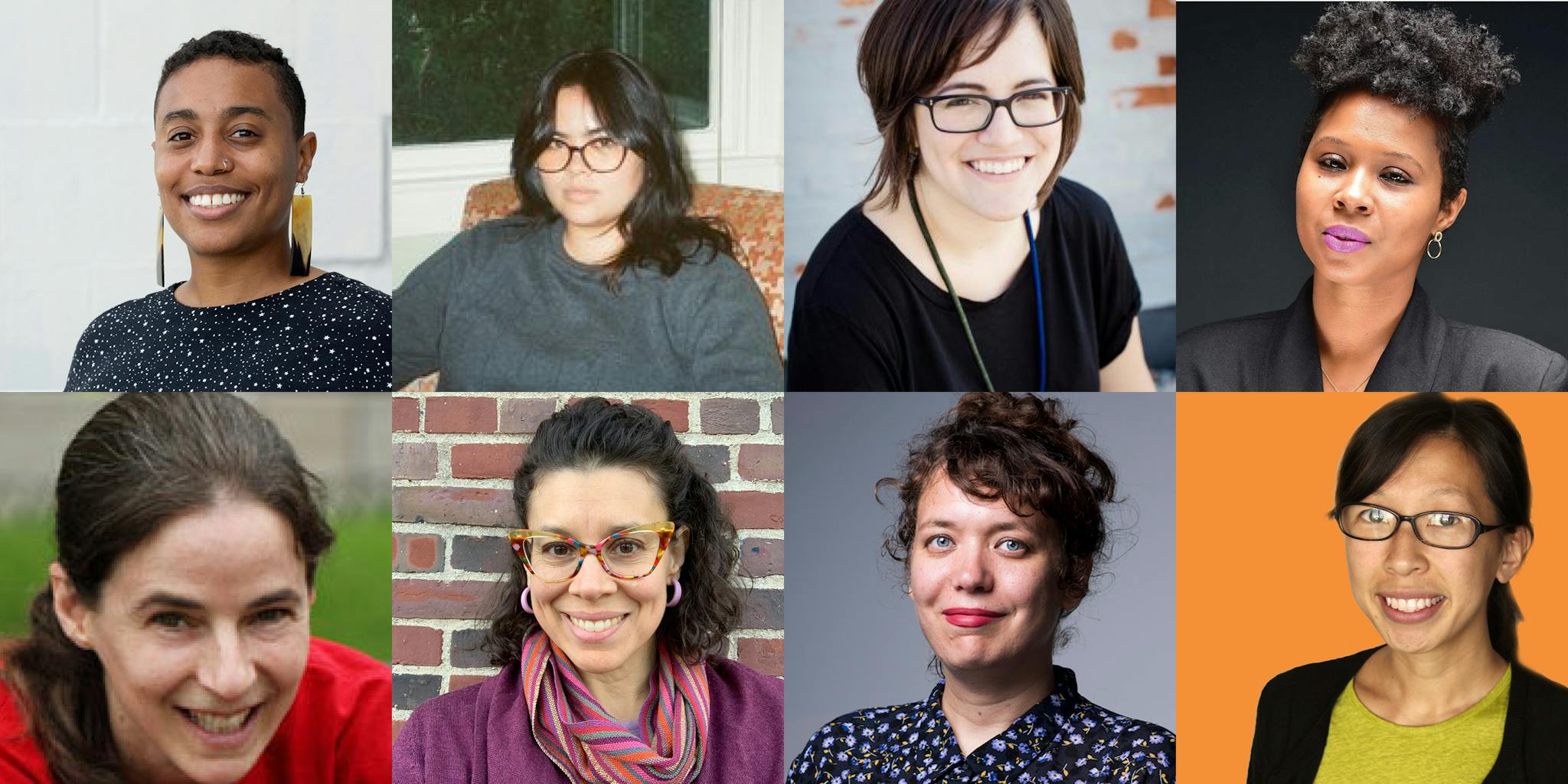 Headshots of eight women who held a conversation about grantmaking.