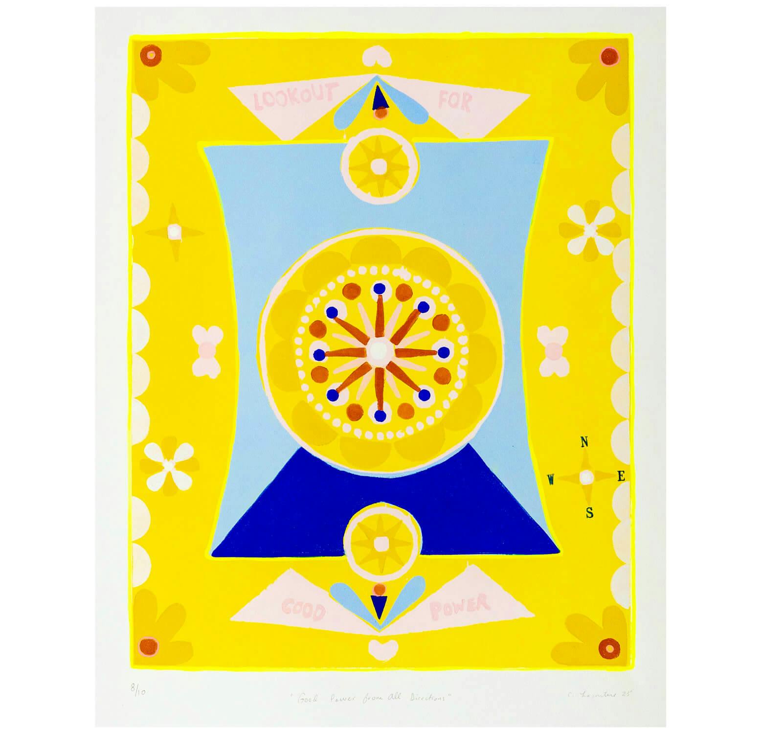 Brightly colored, yellow and blue artwork from Crystalle Lacouture.